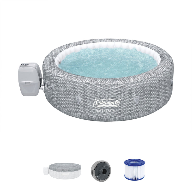 Bestway Coleman Sicily AirJet Inflatable Hot Tub with EnergySense Cover, Grey