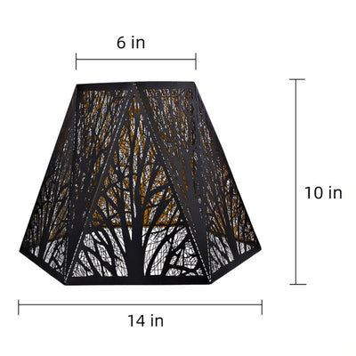 ALUCSET Tree Multi Sided Lampshade for Table & Floor Lamps, Black/Gold (2 Pack)