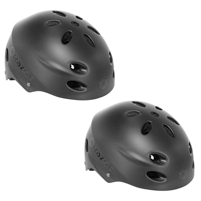 Razor V-17 Youth Safety Multi Sport Bicycle Helmet For Kids 8-14, Black (2 Pack)