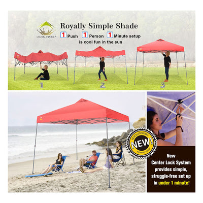 Crown Shades 11' x 11' Base 9' x 9' Top Pop Up Canopy w/Carry Bag, Red(Open Box)
