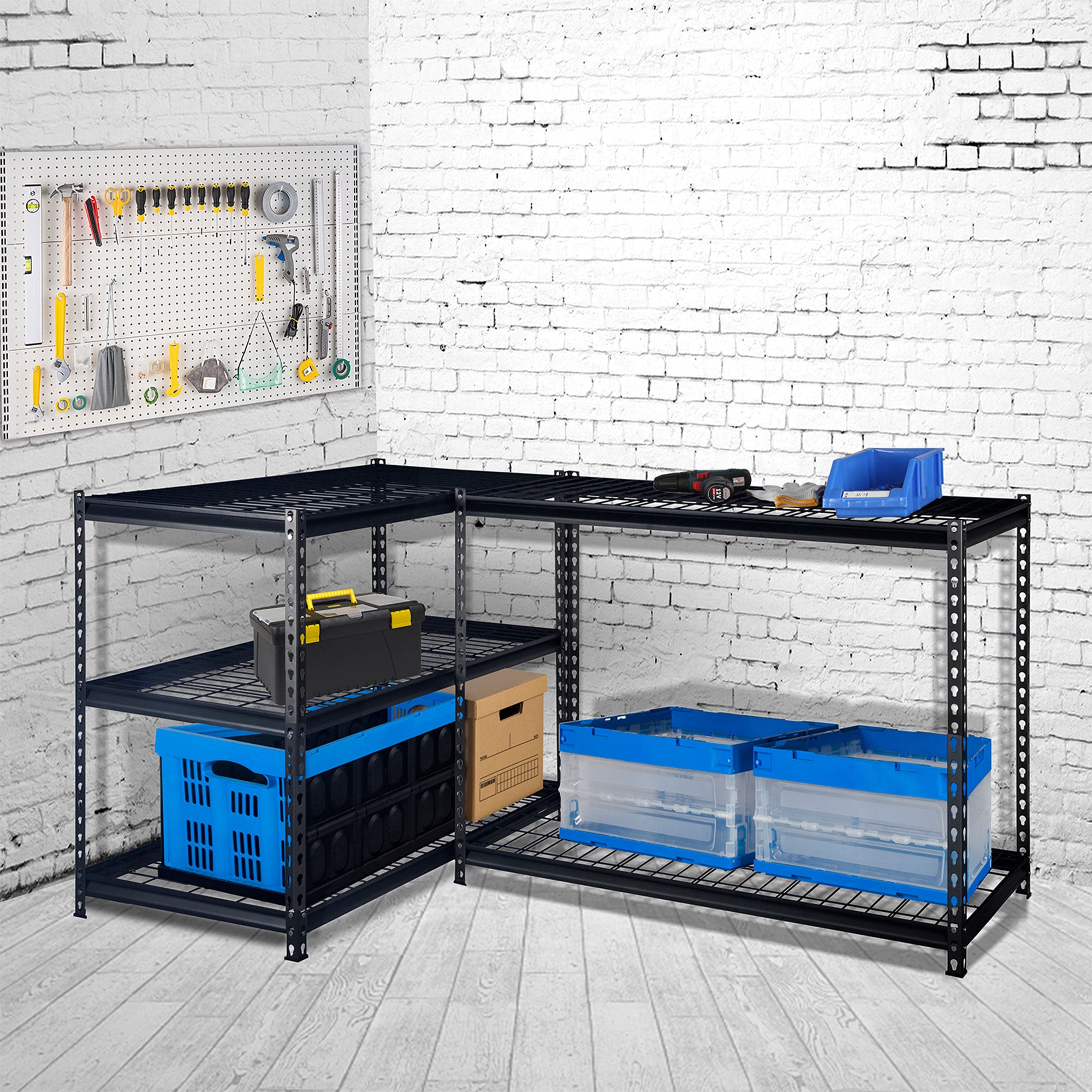 Pachira 48"W x 72"H 5 Shelf Steel Shelving for Home and Office Organizing, Black - VMInnovations