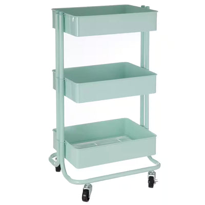 Simply Tidy Lexington 3 Tier Rolling Cart for Home and Office Organization, Mint