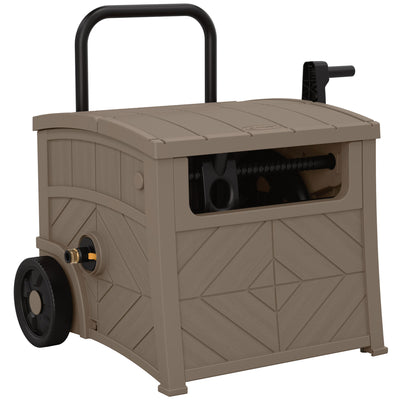Suncast 150 Foot Baywood Smart Tube Wheeled Hose Reel Hideaway Cart, Dark Taupe - VMInnovations