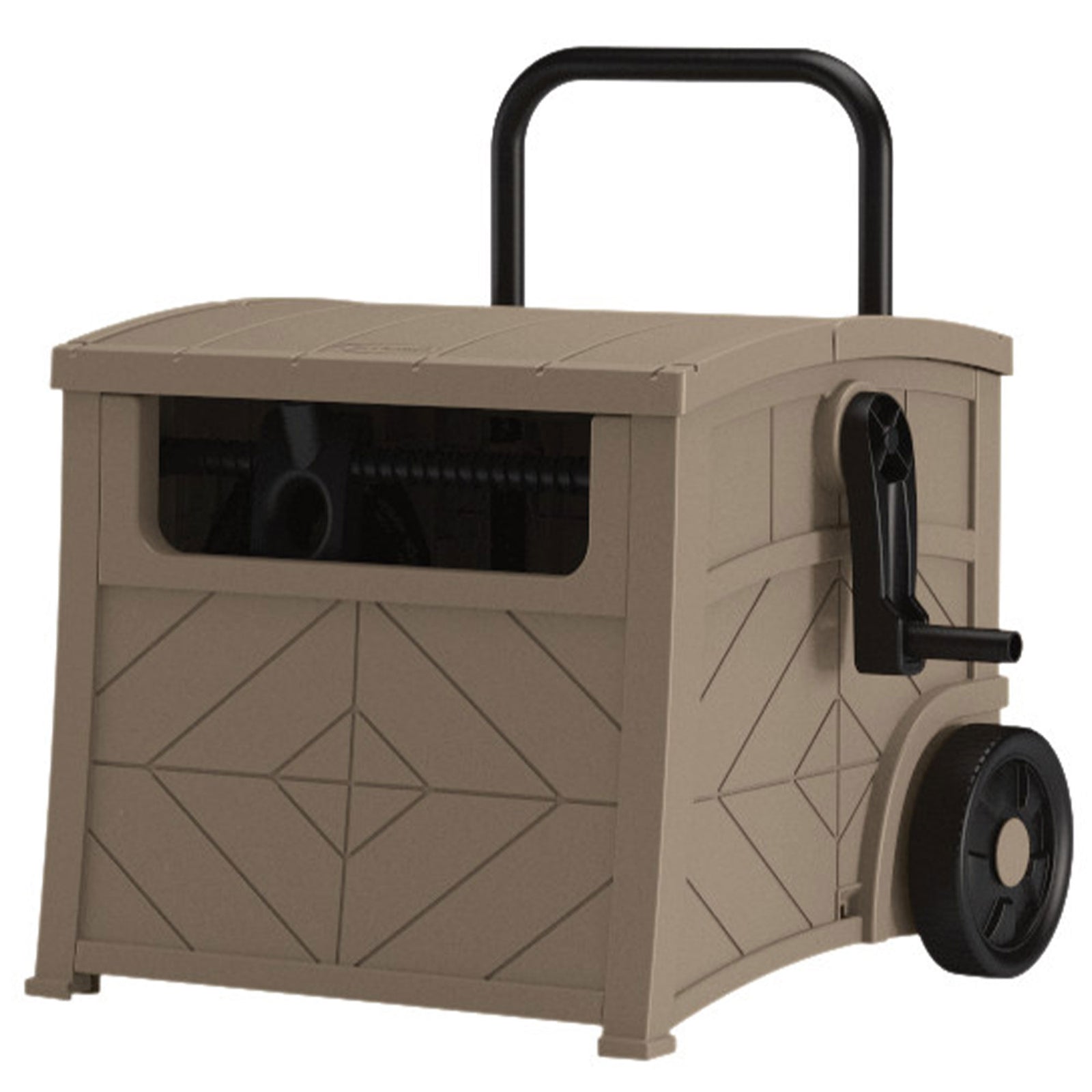 Suncast 150 Foot Baywood Smart Tube Wheeled Hose Reel Hideaway Cart, Dark Taupe - VMInnovations