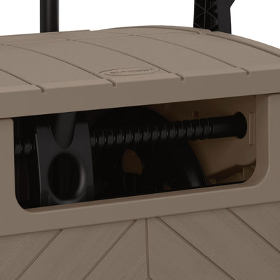 Suncast 150 Foot Baywood Smart Tube Wheeled Hose Reel Hideaway Cart, Dark Taupe - VMInnovations