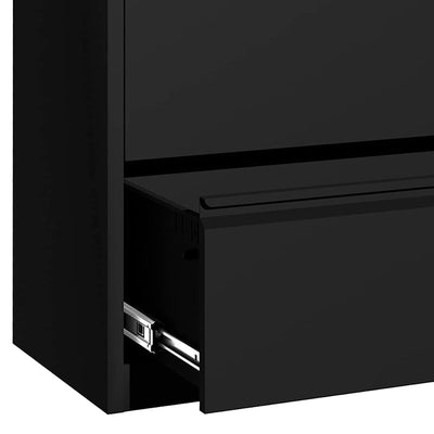 AOBABO 35" Locking 2 Drawer Metal Office Storage Filing Cabinet, Black(Open Box)