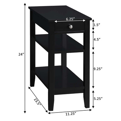 Convenience Concepts American Heritage End Table with Charging Station, Black