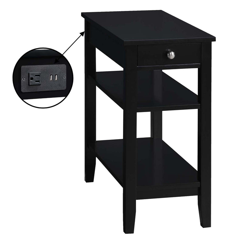 Convenience Concepts American Heritage End Table w/Charging Station, Black(Used)