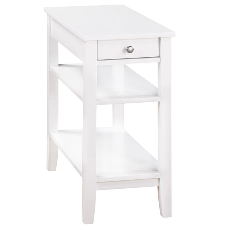 Convenience Concepts American Heritage End Table with Charging Station, White