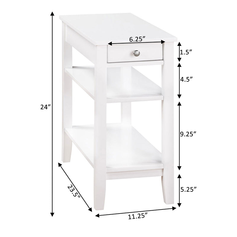 Convenience Concepts American End Table w/Charging Station, White (Open Box)