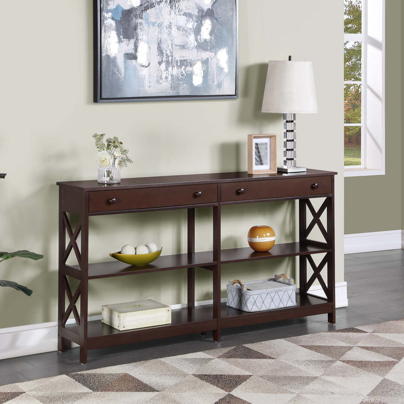 Convenience Concepts Oxford 60" Console Table with 2 Drawers & Shelves, Espresso