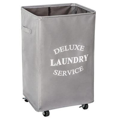 WOWLIVE 90L Foldable Rectangular Laundry Service Rolling Basket, Gray (Open Box)