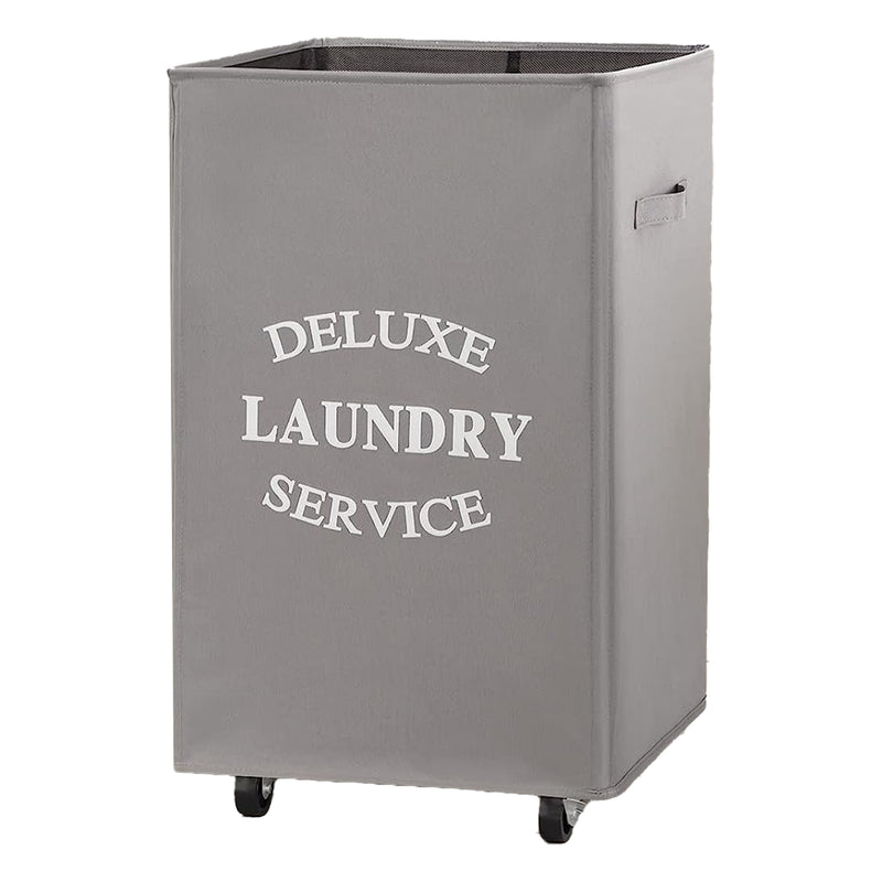 WOWLIVE 90L Foldable Rectangular Laundry Service Rolling Basket, Gray (Open Box)