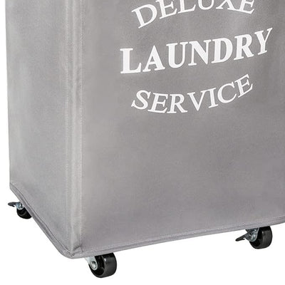 WOWLIVE 90L Foldable Rectangular Laundry Service Rolling Basket, Gray (Open Box)