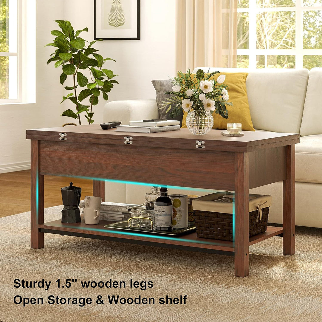 FABATO 4 in 1 Multi-Function Convertible Coffee Table with Storage, Espresso