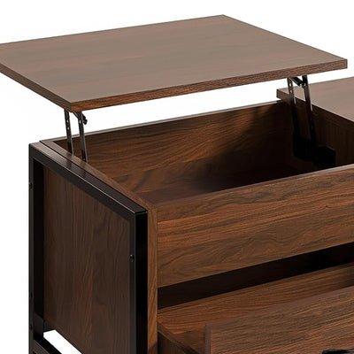 FABATO Lift Top Table w/Storage Drawer & Hidden Compartment,Espresso(Used)