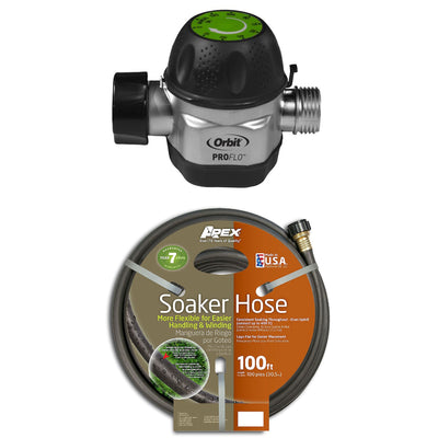 Orbit High Flow Mechanical Watering Timer and Apex 100’ Flexible Soaker Hose