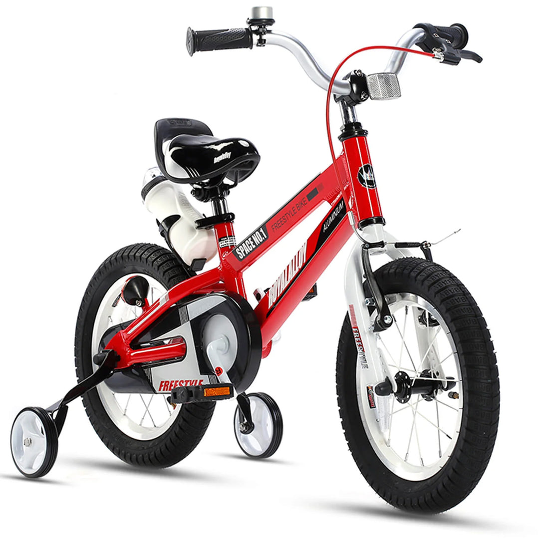 RoyalBaby Space No. 1 Freestyle 14" Kids Bike w/Training Wheels & Bottle, Red