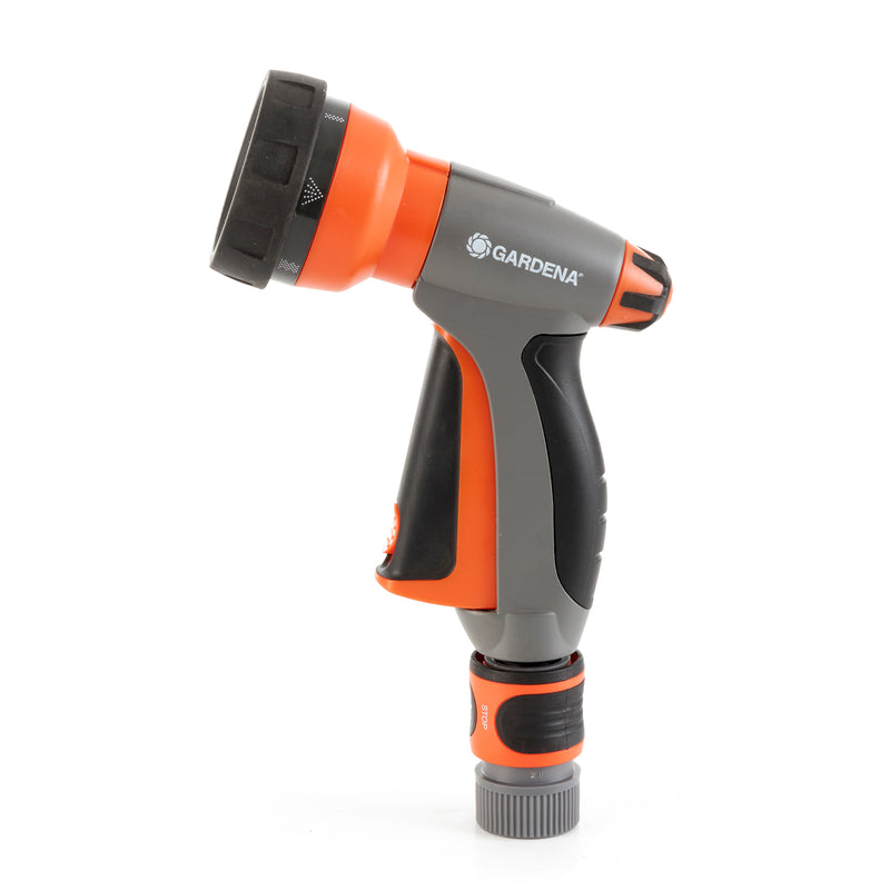 Gardena Multi Purpose 7 in 1 Metal Hose Spray Gun with Flow Control, Orange