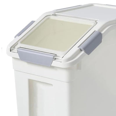 33L Rice Storage Container w/ Wheels & Measuring Cup, White(Set of 2)(Open Box)