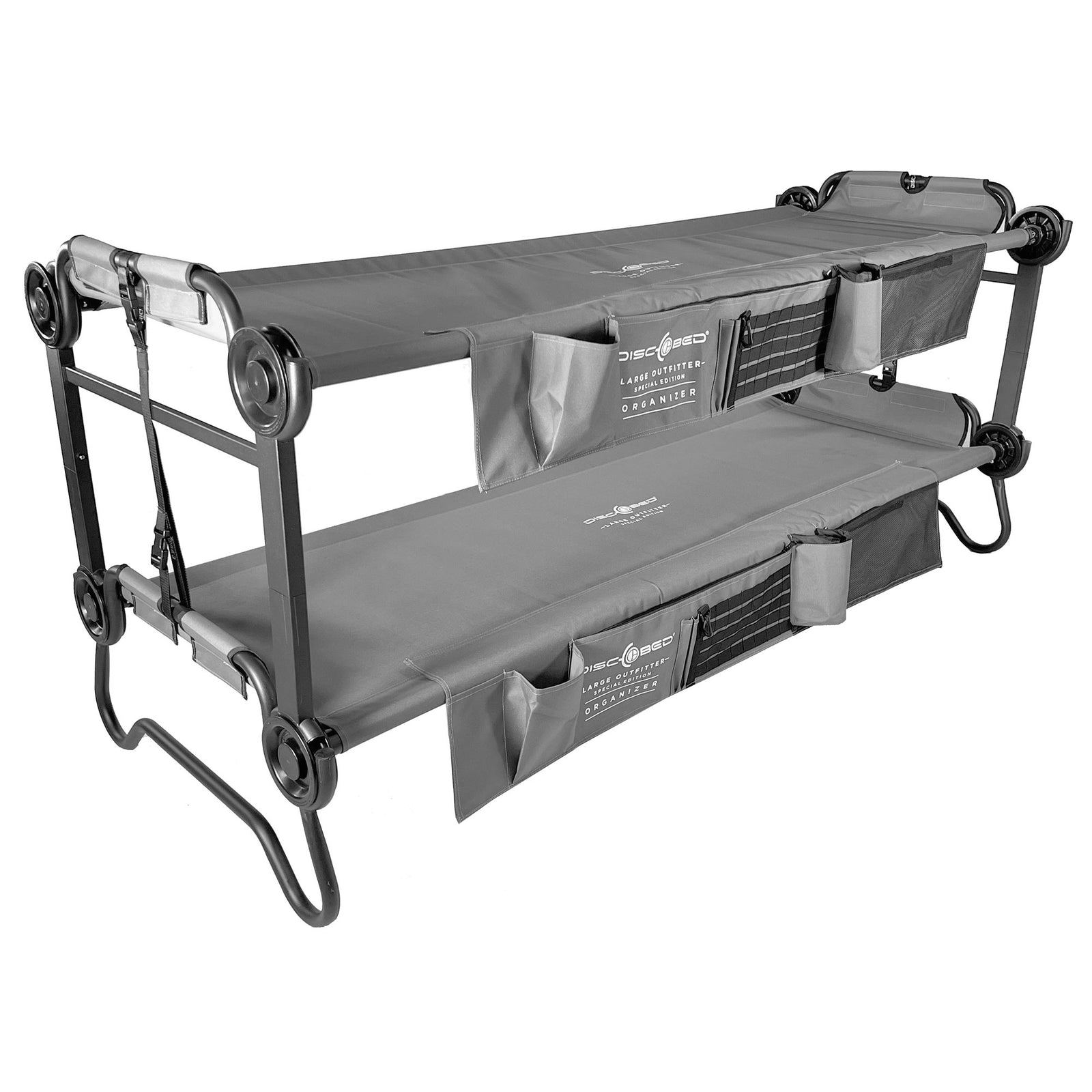 Disc-O-Bed Large Outfitter Bunk Benchable Double Cot w/Storage, Gray (Open Box) - VMInnovations