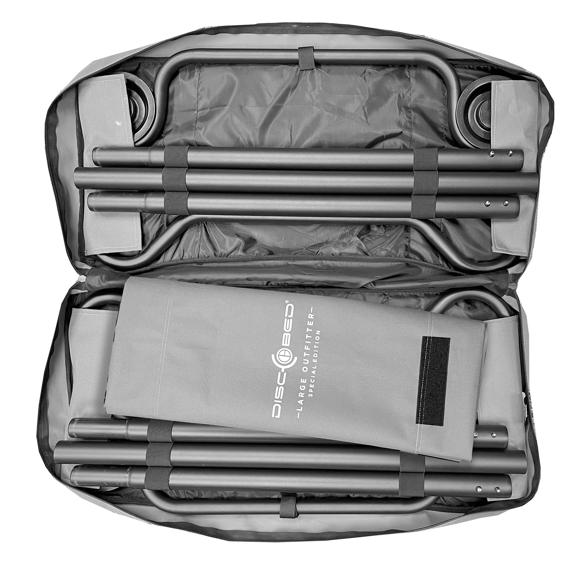 Disc-O-Bed Large Outfitter Bunk Benchable Double Cot w/Storage, Gray (Open Box) - VMInnovations