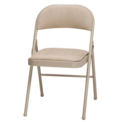 MECO Sudden Comfort Sand Fabric Padded Folding Chair, Buff (Set of 4) (Open Box)