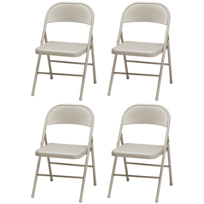 MECO Sudden Comfort All Steel Folding Chair, Buff Lace (Set of 4) (Open Box) - VMInnovations