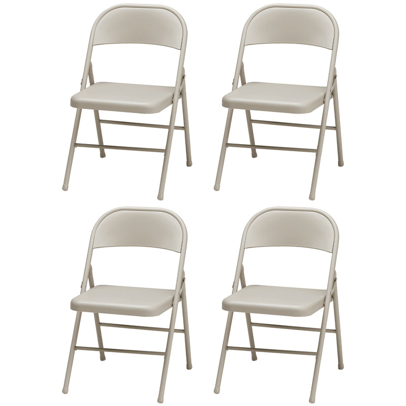 MECO Sudden Comfort All Steel Folding Chair, Buff Lace (Set of 4) (Open Box)