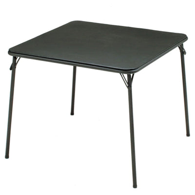 MECO Sudden Comfort 34 x 34 Inch Square Metal Folding Dining Card Table, Black