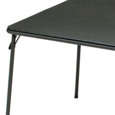MECO Sudden Comfort 34 x 34 Inch Square Metal Folding Dining Card Table, Black