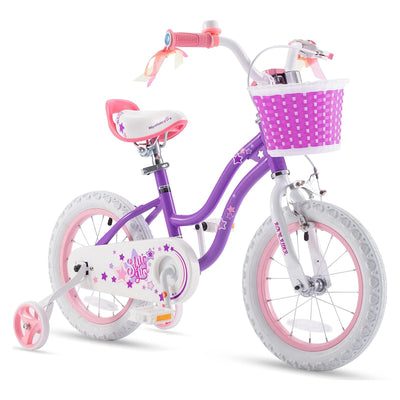 RoyalBaby Stargirl 12" Bicycle w/Basket, Bell & Training Wheels,Purple(Open Box)