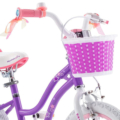 RoyalBaby Stargirl 12" Kids Bicycle with Basket, Bell & Training Wheels, Purple