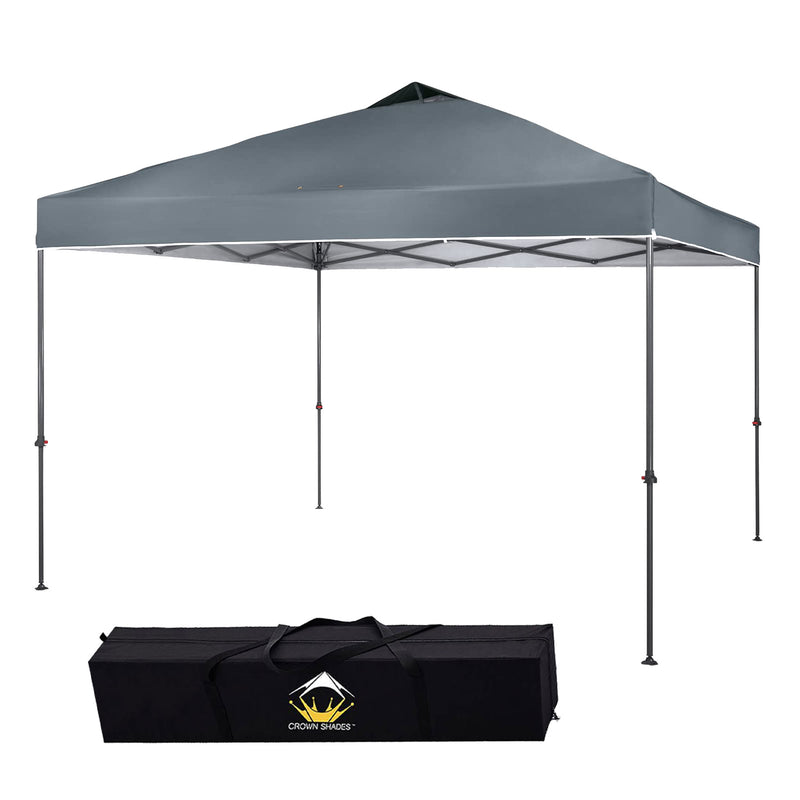 Crown Shades 10’x10’ Pop Up Folding Shade Canopy w/Carry Bag, Grey (Open Box)