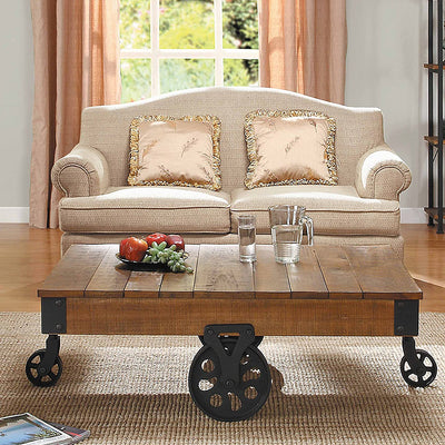 Homelegance Modern Factory Collection Living Room Coffee Table, Rustic Brown