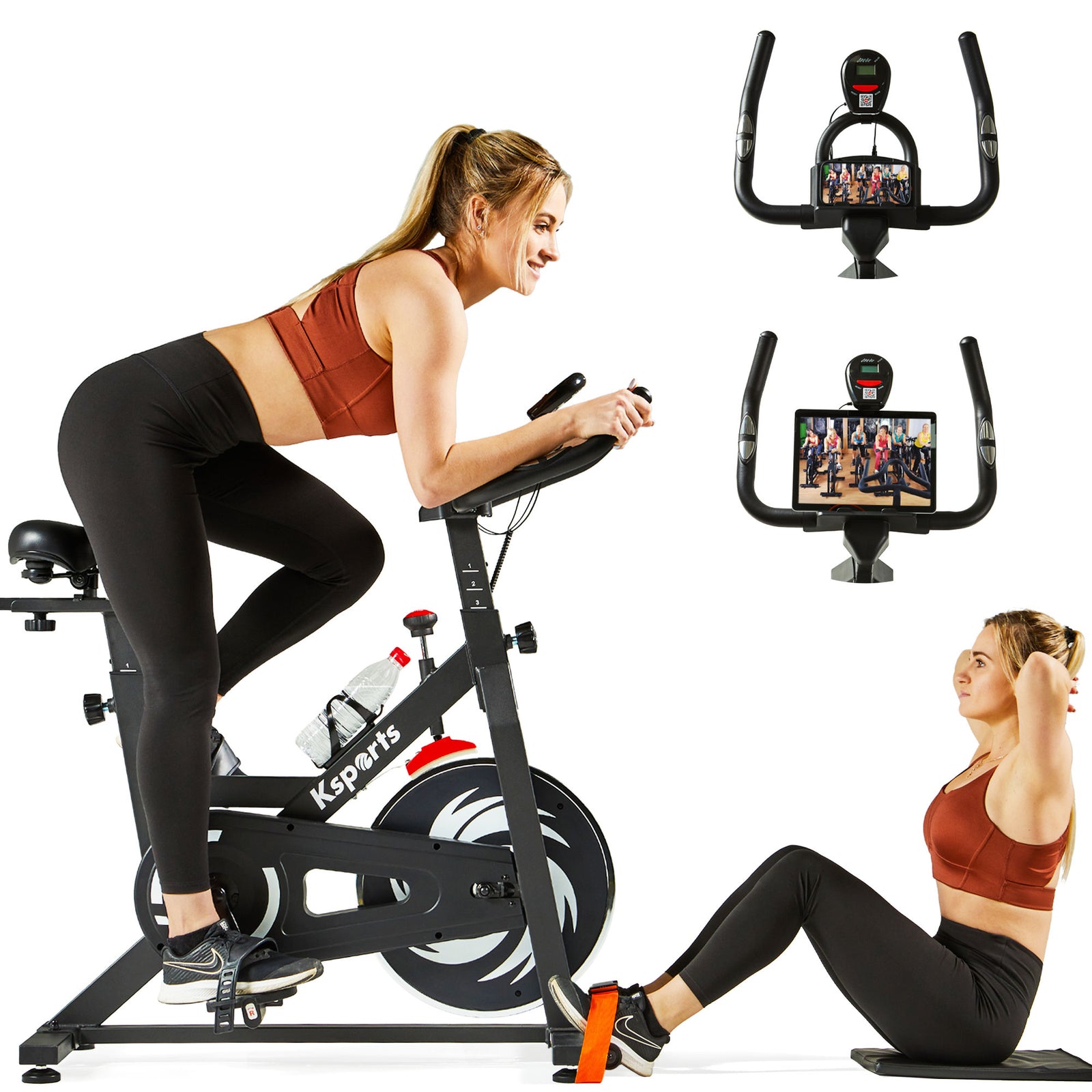 Ksports Home Wool Felt Resistance Exercise Stationary Workout Bike w/LCD Screen - VMInnovations