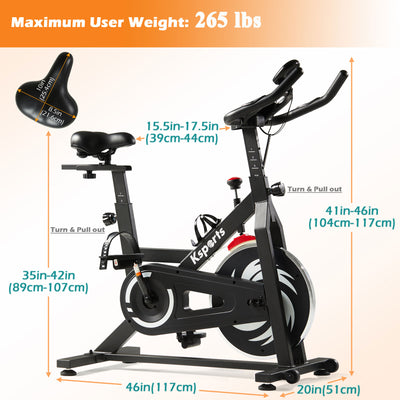 Ksports Home Wool Felt Resistance Exercise Stationary Workout Bike w/LCD Screen - VMInnovations