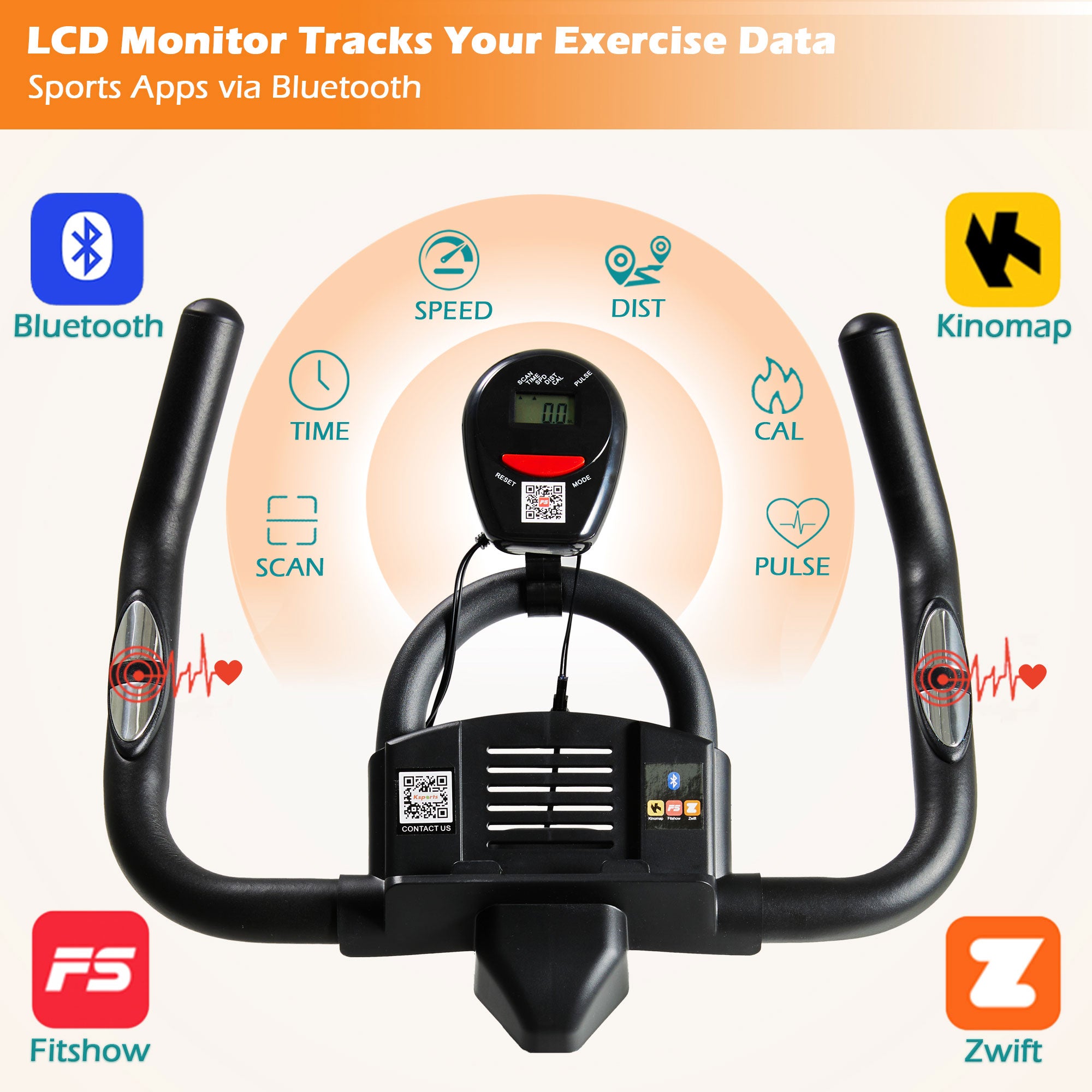 Ksports Home Wool Felt Resistance Exercise Stationary Workout Bike w/LCD Screen - VMInnovations