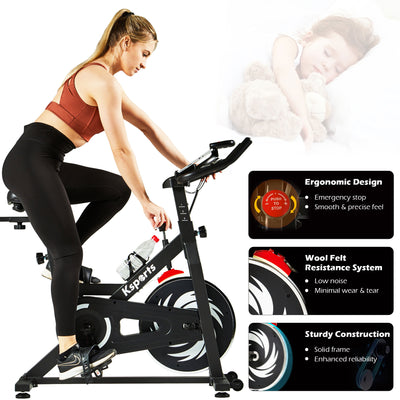 Ksports Home Wool Felt Resistance Exercise Stationary Workout Bike w/LCD Screen - VMInnovations