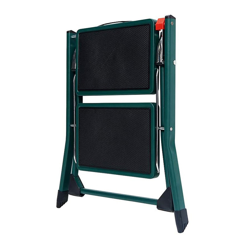 Delxo Foldable Steel 2 Step Stool Step Ladder w/Non Slip Wide Pedal, Green(Used)