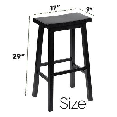 PJ Wood Classic Saddle Seat 29 Inch Tall Kitchen Counter Stools, Black (6 Pack)