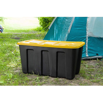 Homz 34 Gallon Durabilt Home Storage Container w/Lid, Black/Yellow (2 Pack)