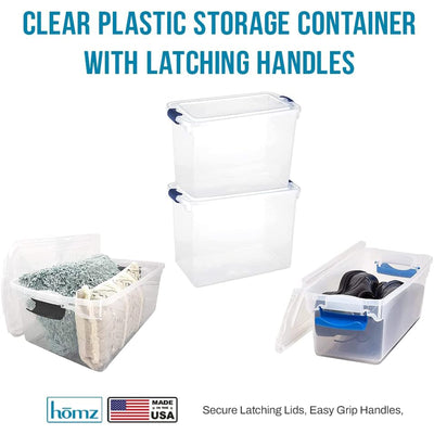 15.5 Qt Plastic Stackable Home Container w/Lid, Gray Latch (4 Pack) (Open Box)