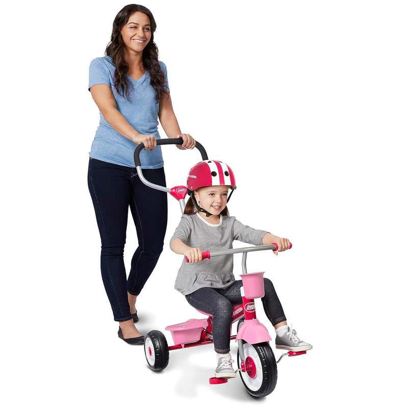 Radio Flyer 4 in 1 Stroll N Trike Infant Adjustable Stroller Tricycle, Pink