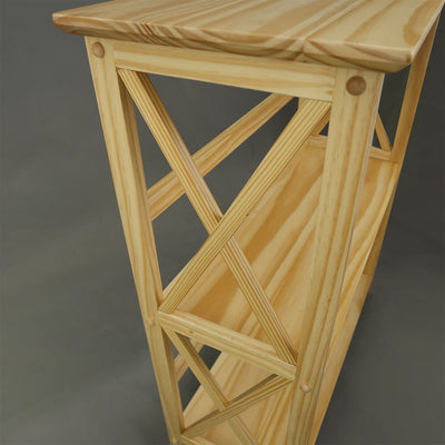 Casual Home Soild Pine Wood Montego X Design Style 3 Shelf Bookcase, Natural