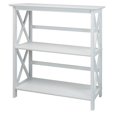 Casual Home Montego 3 Tier Open Shelf X Design Wooden Bookcase, Wood (White) - VMInnovations