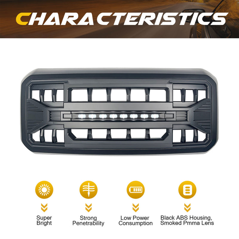 AMERICAN MODIFIED Armor Grille w/Off Road Lights,11-16 Ford Super Duty(Open Box)