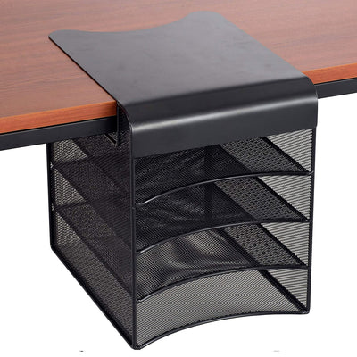 Safco 3242BL Onyx 4 Shelf Hanging Office Desk Storage Organizer Tray, Black