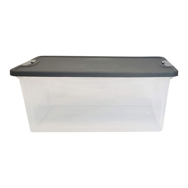 Homz 15 Qt Stackable Plastic Storage Container w/Snaplock Lid, Gray (8 Pack)