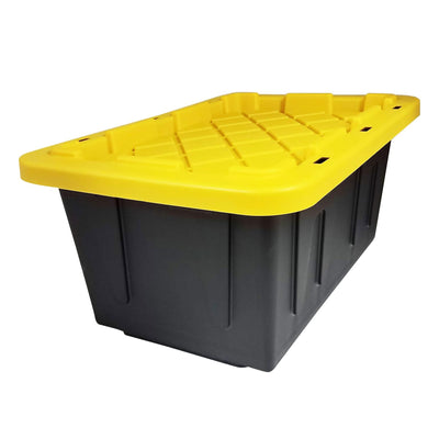 Homz 15 Gallon Durabilt Storage Container with Snap Lid, Black/Yellow (4 Pack)